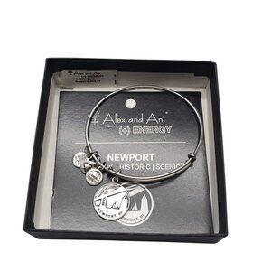 Alex And Ani Newport Silver Tone Bridge Lighthouse Charm Bracelet With Box 2013